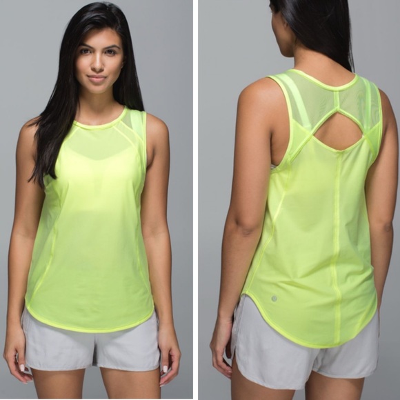 Lululemon Sculpt Tank Top Mesh Sleeveless Back Cutout High Low Hem Neon NWT 4 - Picture 1 of 14